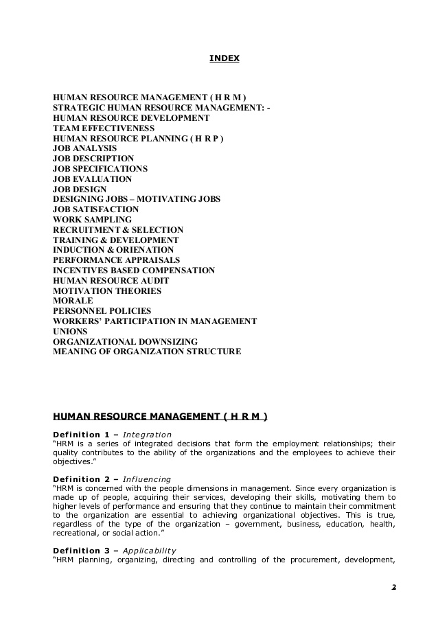 Human resource management notes doc